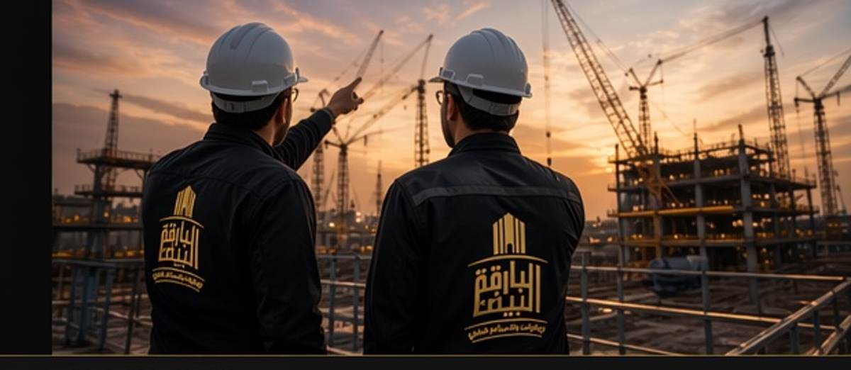 Engineers at an industrial construction site